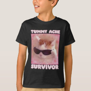 Tummy Ache Survivor Cat Funny T Shirt