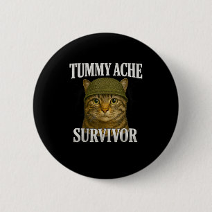 Tummy Ache Survivor Cat Meme Funny Kitten Gift Man Knapp