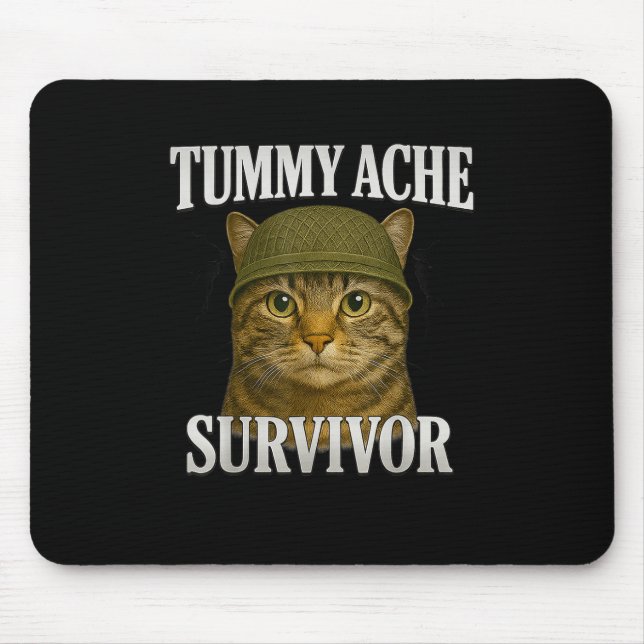 Tummy Ache Survivor Cat Meme Funny Kitten Gift Man Musmatta (Framsidan)