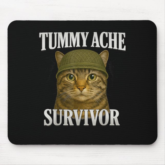 Tummy Ache Survivor Cat Meme Funny Kitten Gift Man Musmatta (Framsidan)