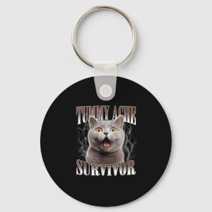 Tummy Ache Survivor Cat Meme Funny Quote Sayed Ca Nyckelring