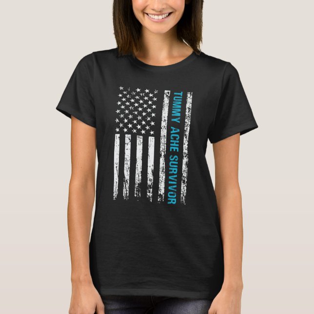 TUMMY ACHE SURVIVOR FLAG  IBS T SHIRT (Framsida)