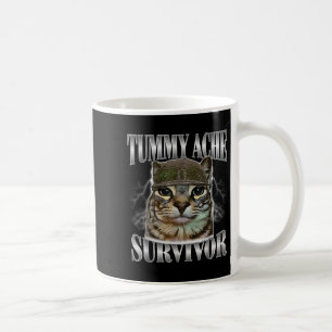 Tummy Ache Survivor Funny Cat Memcastic Quote Kaffemugg