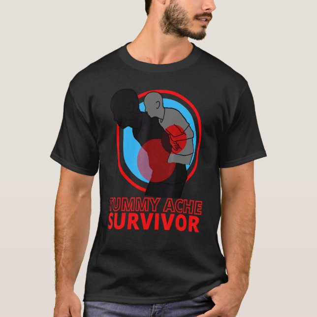 Tummy Ache Survivor IBS Stomach Ache T Shirt (Framsida)