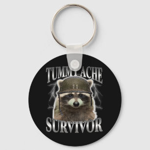 Tummy Ache Survivor Raccoon Funny som säger katter Nyckelring