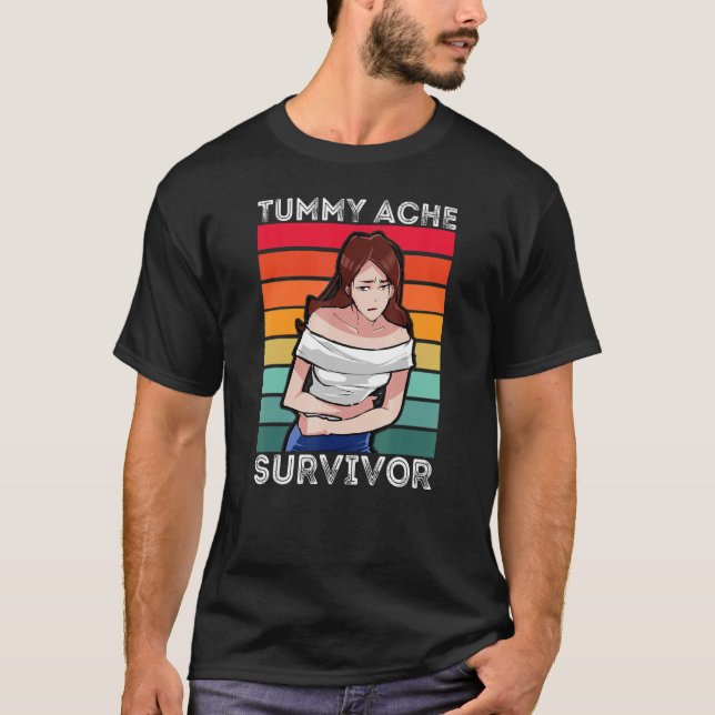 Tummy Ache Survivor Retro Tummy Ache Joke IBS Wome T Shirt (Framsida)