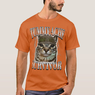 Tummy Ache Survivor Roligt Memo Rolig Katt Humor f T Shirt
