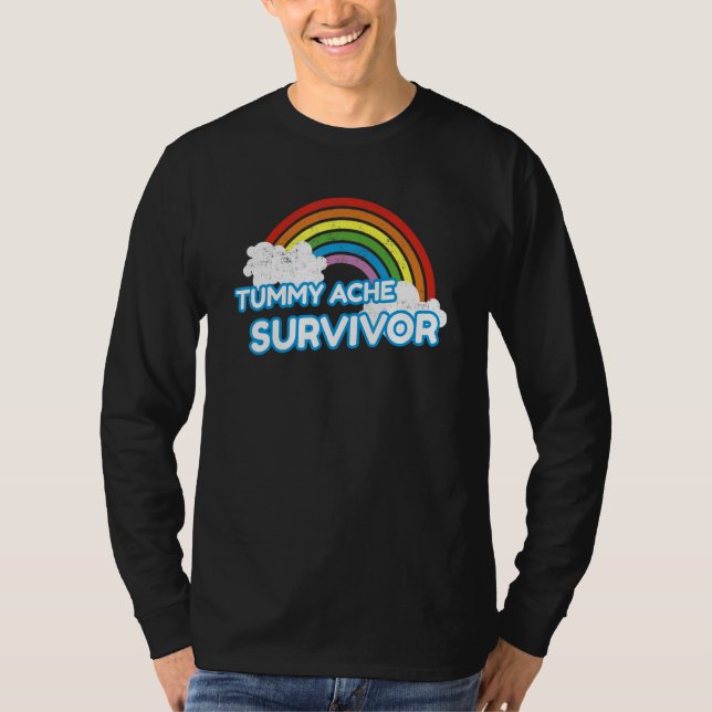 Tummy Ache Survivor   Stomach Ache IBS Rainbow T Shirt (Framsida)