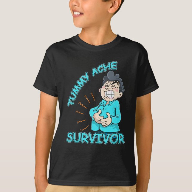 Tummy Ache Survivor Stomach Ache T Shirt (Framsida)