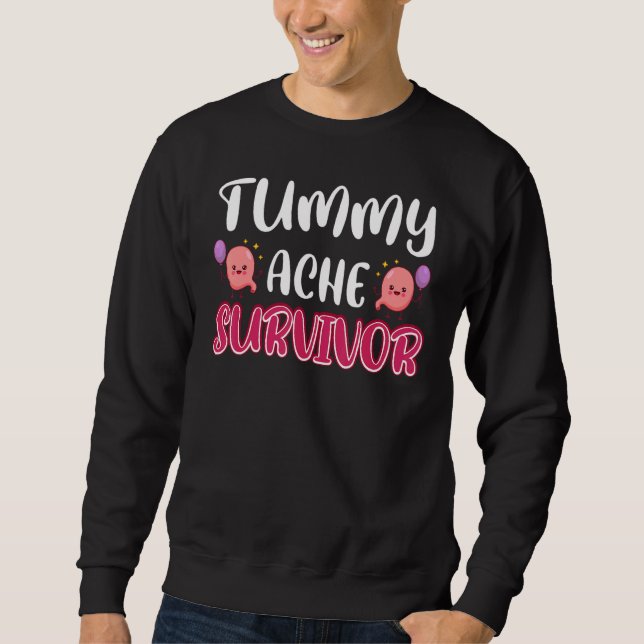 Tummy Ache Survivor Stomachache Awareness Apparel  Lång Ärmad Tröja (Framsida)