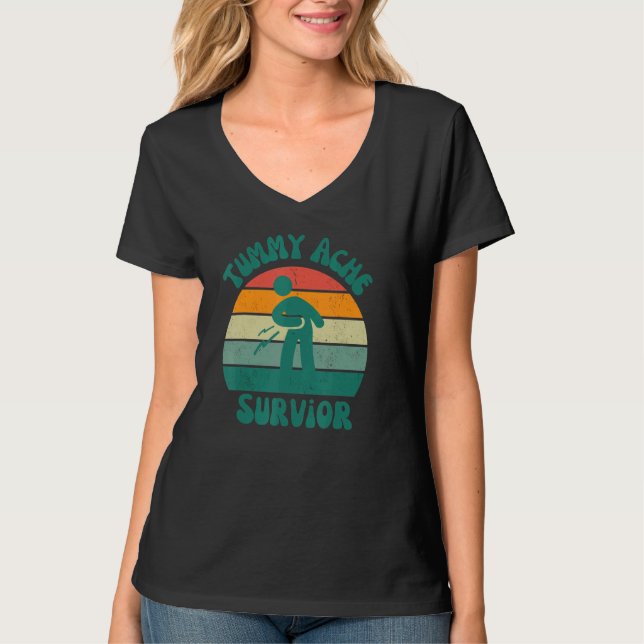 Tummy Ache Survivor Stomachache IBS  Men Woman T Shirt (Framsida)