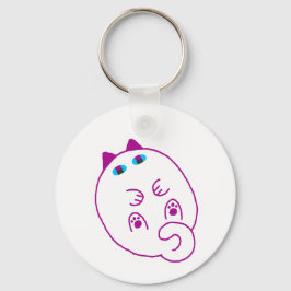 Tummy Chonky White Cat Keychain Nyckelring