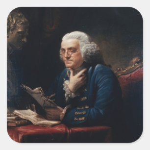 Tumnagel Porträtt, Benjamin Franklin Grundlagsfade Fyrkantigt Klistermärke
