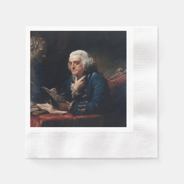 Tumnagel Porträtt, Benjamin Franklin Grundlagsfade Pappersservett (Framsidan)