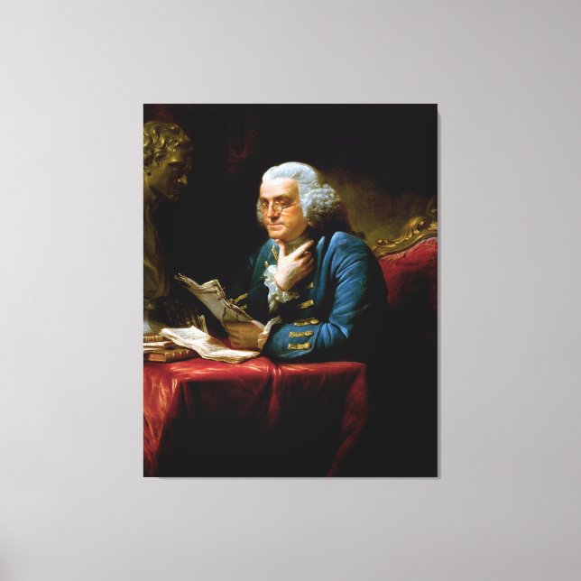 Tumnagelporträtt, Benjamin Franklin Grundlagsfader Canvastryck (Framsida)