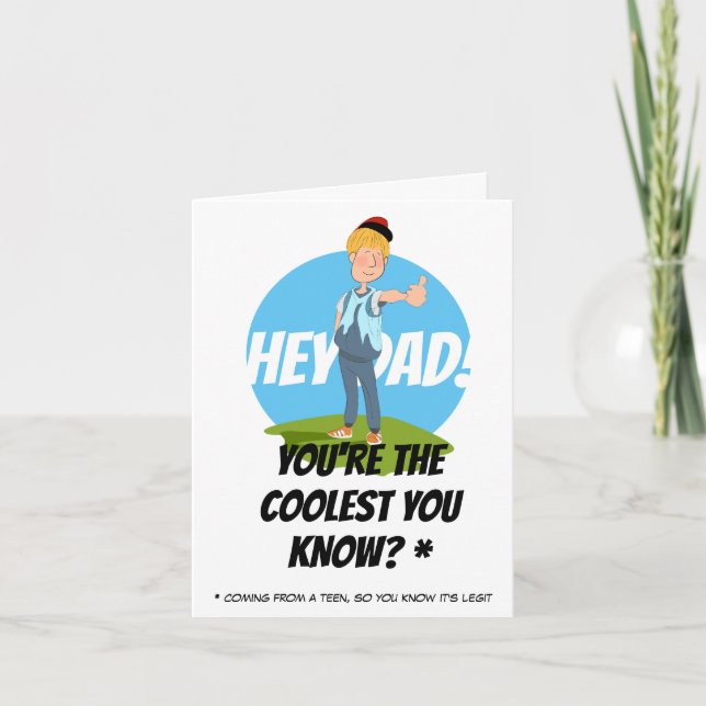 Tumpar upp för Pappa! Fars dag Helgkort (Framsida)