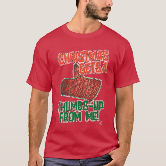 Tumpar upp Oven Mitt jul Slogan Art T Shirt (Framsida)