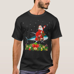 Tuna Fish Älskare Julafton Funny Santa Riding Tuna T Shirt