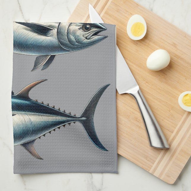 Tuna Fish Grått Tea Towel Kökshandduk (Vikt i Fjärdedel)