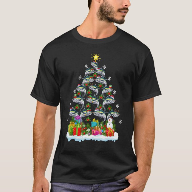 Tuna Fish   Xmas Holiday   Tuna Christmas Tree T Shirt (Framsida)