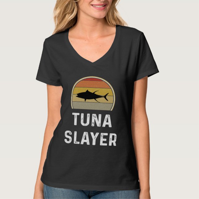 Tuna Slayer Fishing   Fisherman  Retro Fish T Shirt (Framsida)