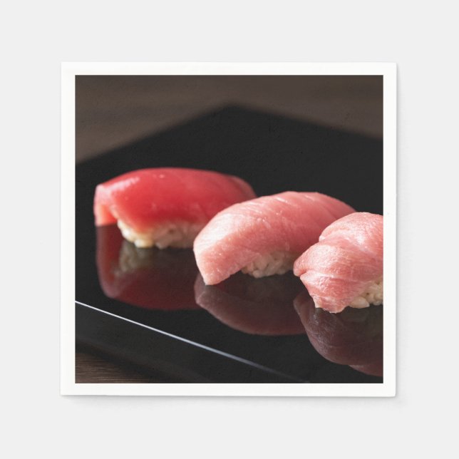 Tuna Trio on Black Lacquer – SUSHIMI Collection Pappersservett (Framsidan)