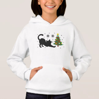 Tuna & Xmas – Pixel Stickad Katt Hoodie T Shirt