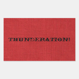 TUNDERATION! finare svart text på Red Linen Photo Rektangulärt Klistermärke