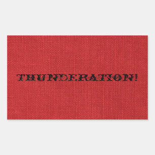 TUNDERATION! finare svart text på Red Linen Photo Rektangulärt Klistermärke