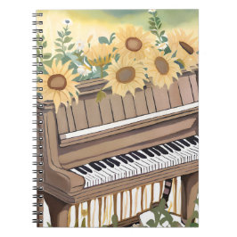 Tune in Bloom | Solrosblommor i akvarell Piano Anteckningsbok