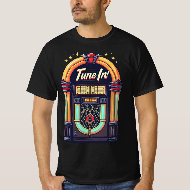 Tune In! Retro Jukebox T Shirt (Framsida)