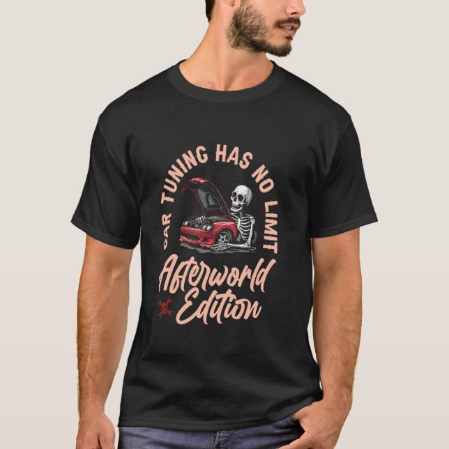 Tuner Skeleton Garage Mechanic - Workshop Car Tuni T Shirt (Framsida)