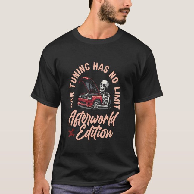 Tuner Skeleton Garage Mechanic - Workshop Car Tuni T Shirt (Framsida)