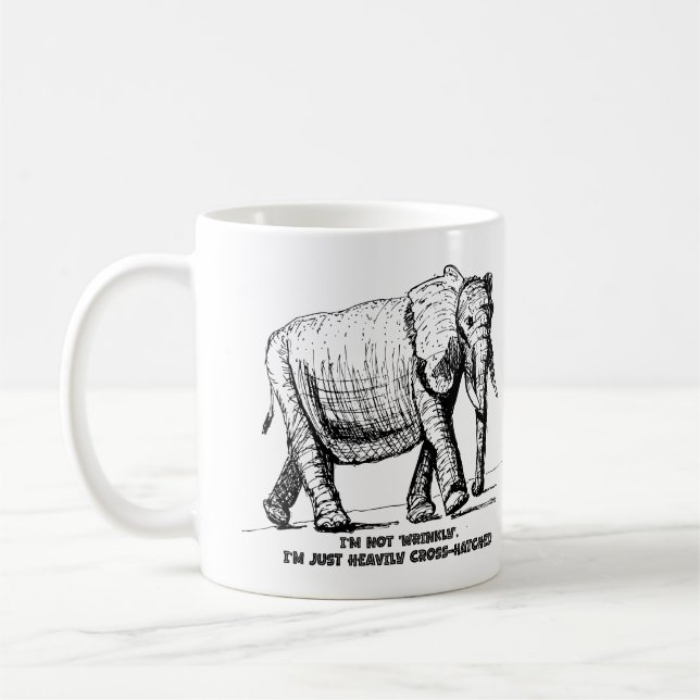 Tung korsstreckad elefant kaffemugg (Vänster)