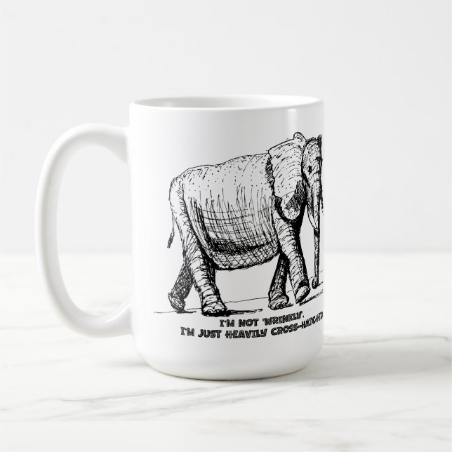 Tung korsstreckad elefant kaffemugg (Vänster)