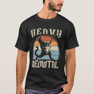Tung Meowtal - Rolig Katt & Heavy Metal T Shirt