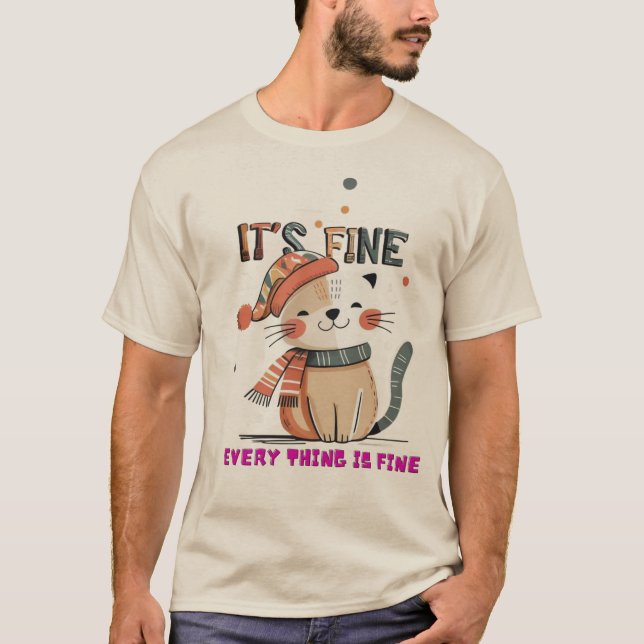 Tung och mjuk T-shirt med en bedårande kattdesign (Framsida)