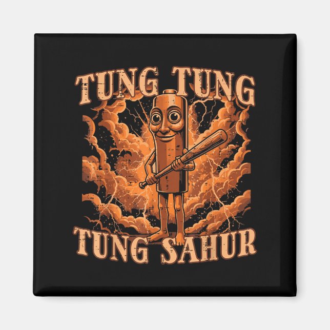 Tung Tung Sahur Basebollträ Blixt Meme Pojkar Magnet (Framsidan)