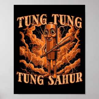Tung Tung Sahur Basebollträ Blixt Meme Pojkar Poster