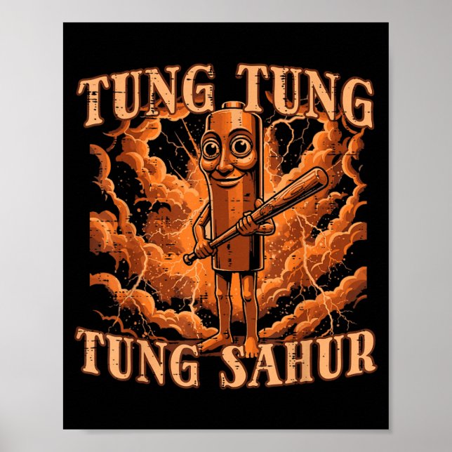 Tung Tung Sahur Basebollträ Blixt Meme Pojkar Poster (Framsidan)