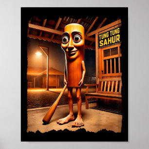 Tung-tung-sahur Italiensk hjärnrot Roliga Gen Z Mä Poster