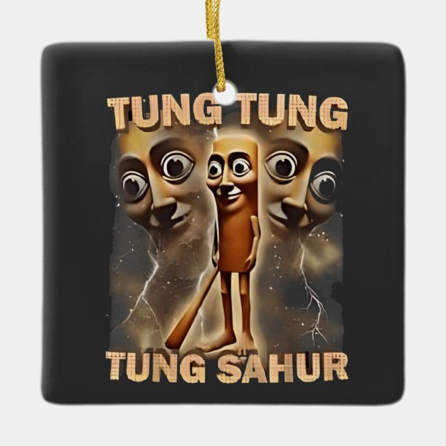 Tung tung tung sahur Brainrot Meme Julgransprydnad Keramik (Framsida)