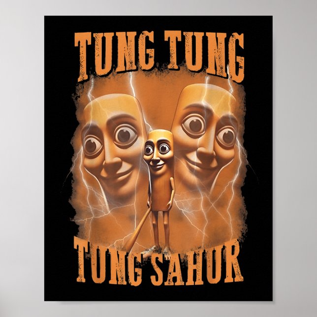 Tung Tung Tung Sahur Funny Meme Brainrot Humor Gen Poster (Framsidan)