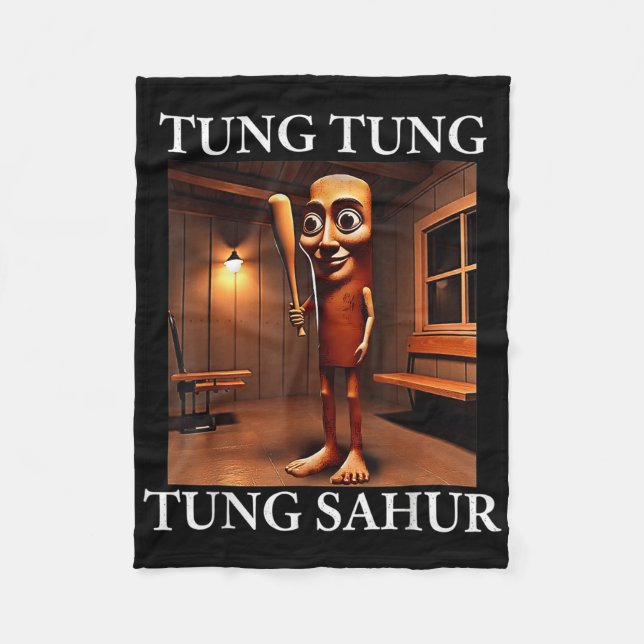 Tung Tung Tung Sahur Italy Brainrot Meme Funny Fleecefilt (Framsidan)