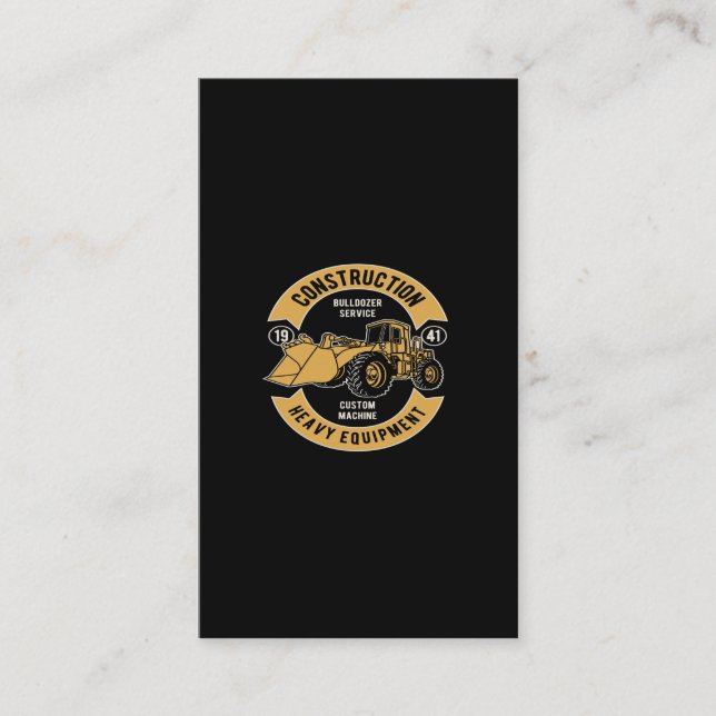 tung utrustning för bulldozer-konstruktion visitkort (Framsida)