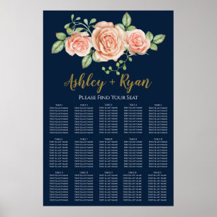 Tunga, blå, Blommigten Bröllop, Guld Poster