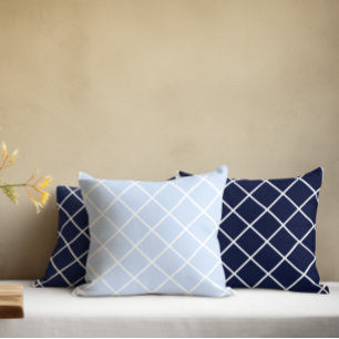 Tunga blå geometriska rutor kudde