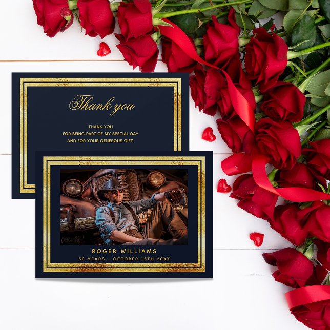 Tunga blå guld-fototack inbjudningar (Skapare uppladdad)