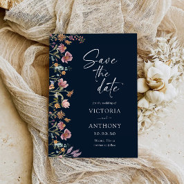 Tunga blå jodblommor sparar datumkort spara datumet