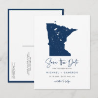 Tunga blå Minnesota Karta QR-kod Spara datum